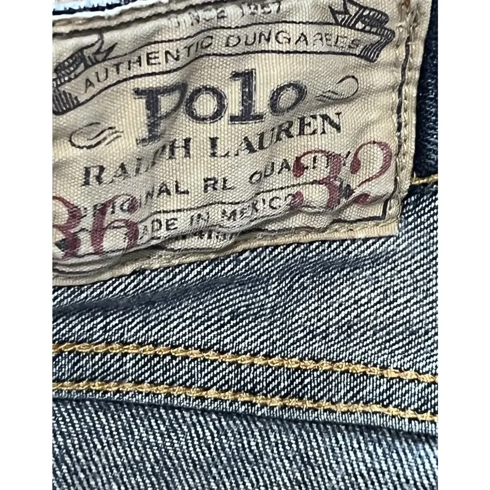 Polo Ralph Lauren Hampton Straight Blue Jeans Mens 36x32 (38) Distressed